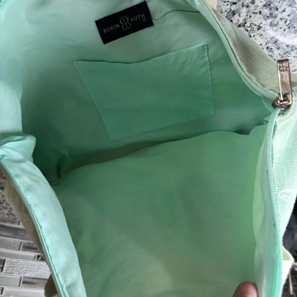 Robin Ruth | Mint and Tan Tote Bag